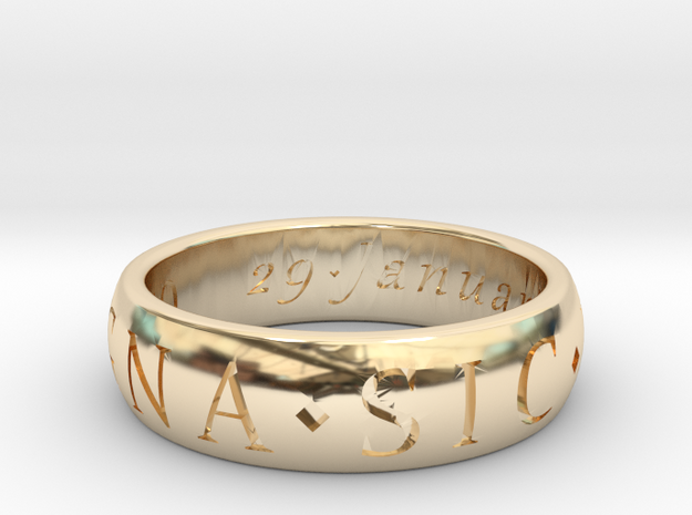 Size 9 Sir Francis Drake, Sic Parvis Magna Ring  in 14K Yellow Gold