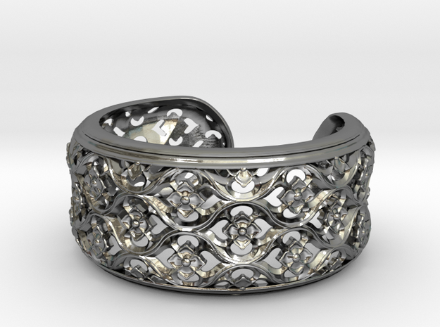 Gothic Bangle  Small in Polished Silver