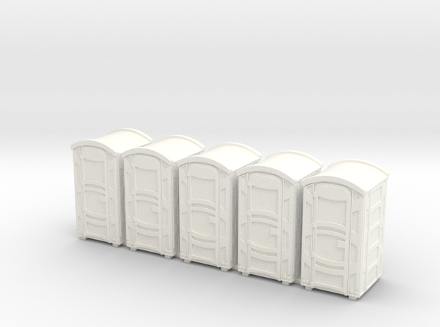 Portable Toilet 01. HO Scale (1:87) in White Processed Versatile Plastic