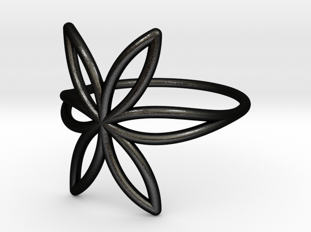 FLOWER OF LIFE Ring Nº7 in Matte Black Steel