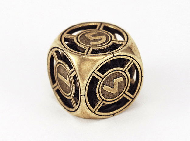 UFO D6 in Polished Brass