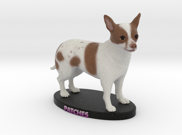 Custom Dog Figurine - Patches in Full Color Sandstone