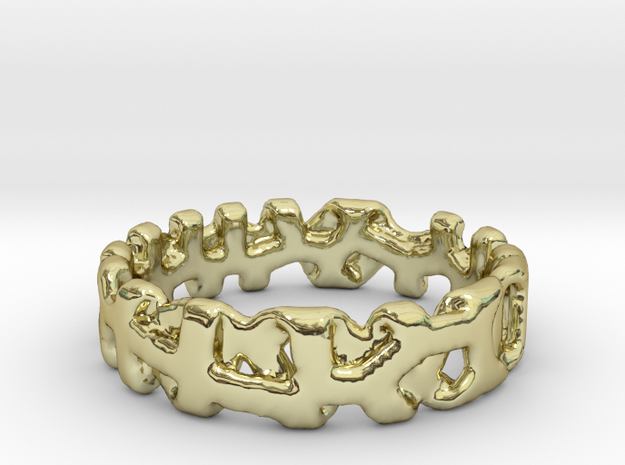 Voronoi 1 Design Ring Ø 21.3 Mm/0.839 inch in 18k Gold Plated Brass