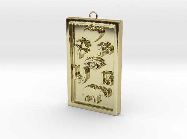 Rectangle Good Luck Pendant in 18k Gold Plated Brass