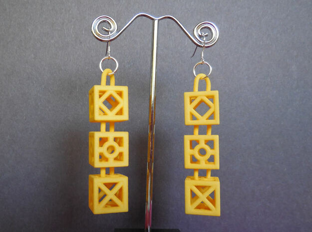 Blocks Earrings in Yellow Processed Versatile Plastic