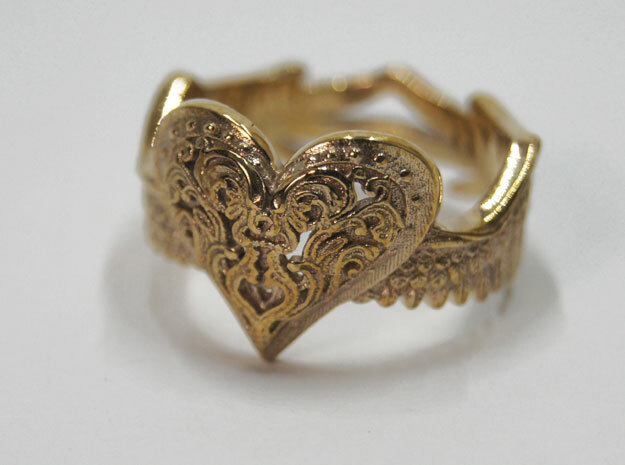 Winged Heart Ring SIZE 10 in Polished Bronze
