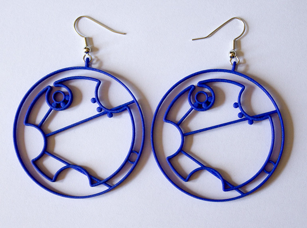 Tardis Earrings in Blue Processed Versatile Plastic
