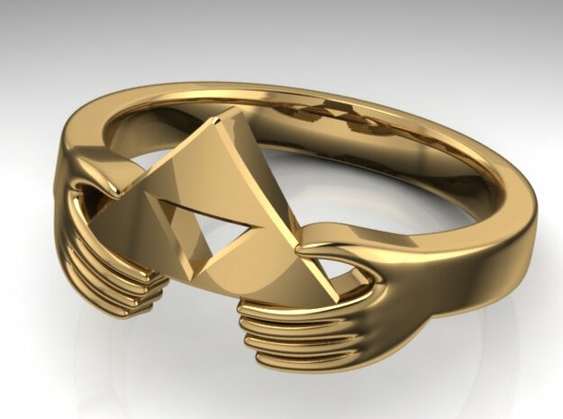 The Legend of Zelda Triforce Ring  in Fine Detail Polished Silver