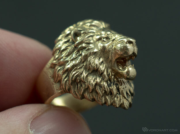Aggressive Lion Ring in Natural Brass: 11.5 / 65.25