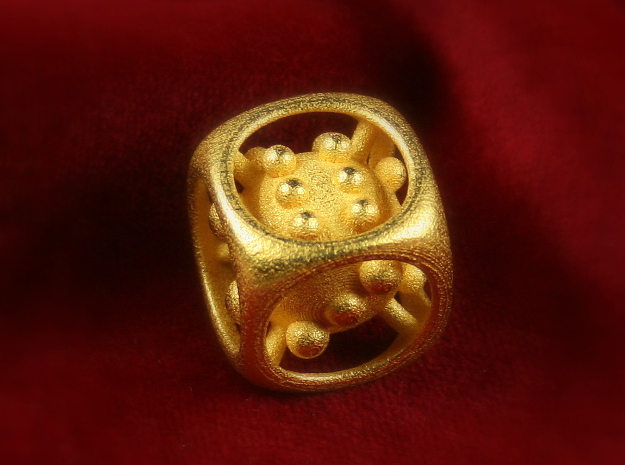 Dice No.1 S (balanced) (1.9cm/0.75in) in Polished Gold Steel
