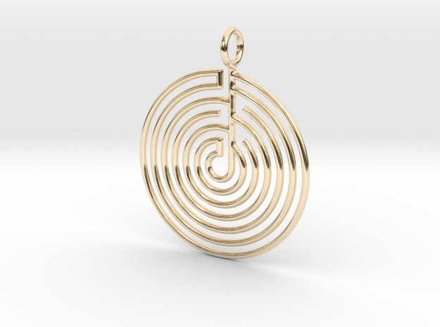 mystery little labyrinth Pendant in 14K Yellow Gold