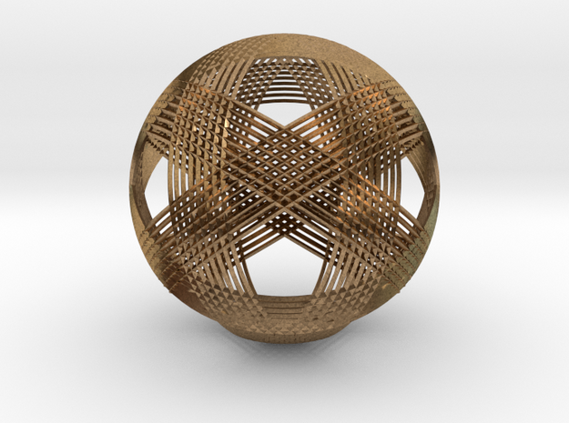 Icosahedron vertex symmetry weave in Natural Brass