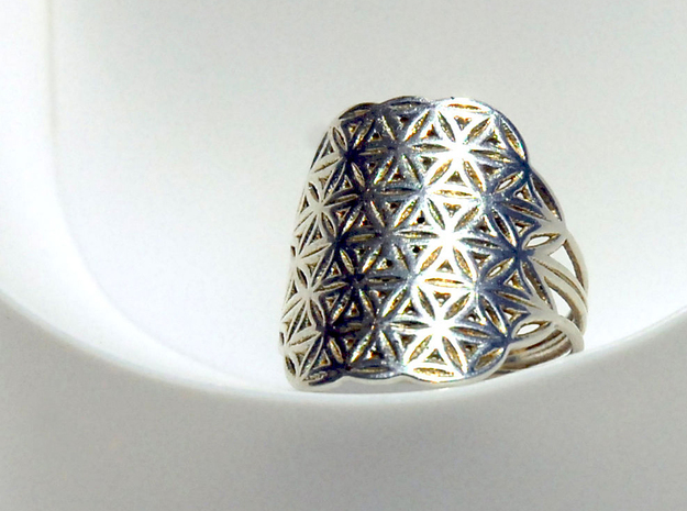 FLOWER OF LIFE Ring Nº32 in Polished Silver