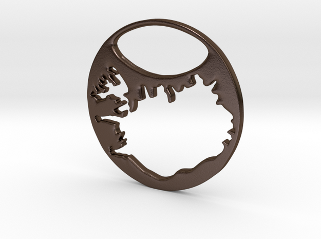 Key ring - Iceland in Polished Bronze Steel