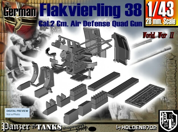 1-43 Flakvierling 38 in Smooth Fine Detail Plastic