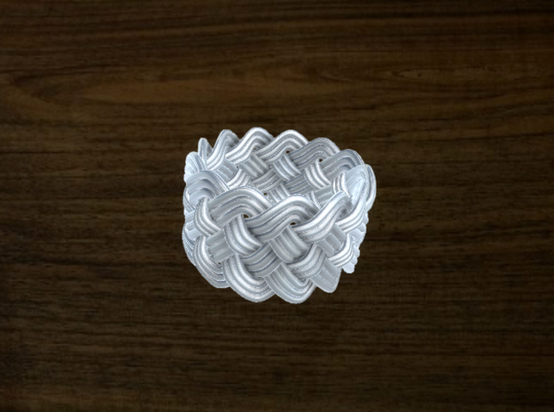 Turk's Head Knot Ring 5 Part X 13 Bight - Size 7 in White Natural Versatile Plastic