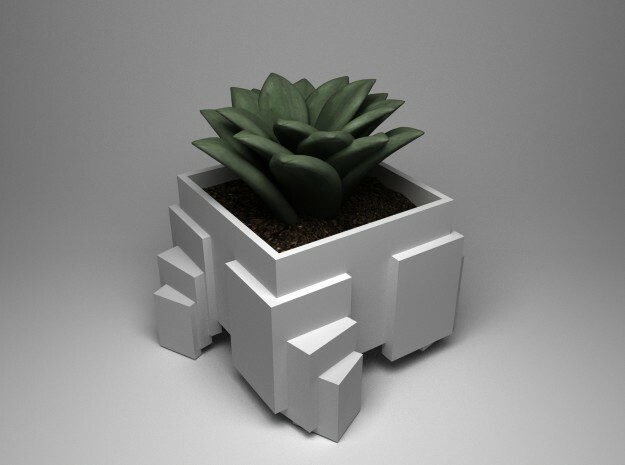 Cubic Array planter in White Natural Versatile Plastic