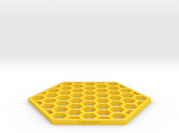 Honeycomb Coaster in Yellow Processed Versatile Plastic