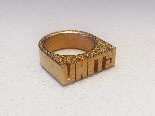 17.9mm Replica Rick James 'Unity' Ring in Polished Gold Steel