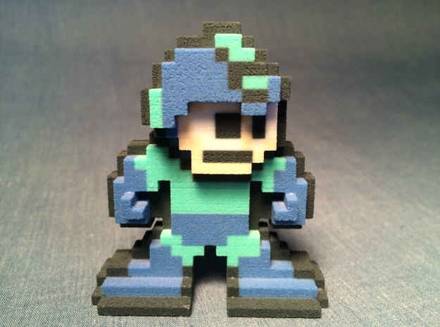 World of Nintendo Style 8-Bit Megaman Figure in Full Color Sandstone