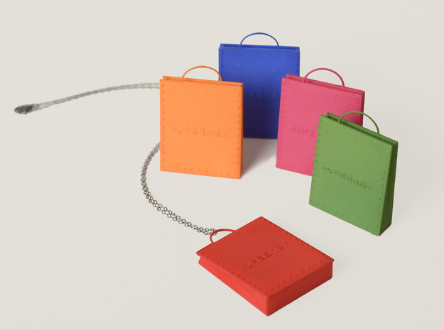 Stitched Bag Pendant in Red Processed Versatile Plastic