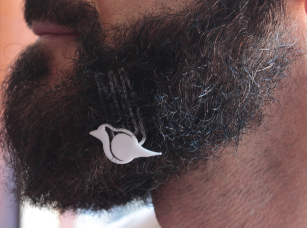 Robin for beard - lateral wearing in White Natural Versatile Plastic