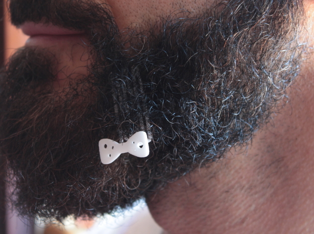Papillon for beard - lateral wearing in White Natural Versatile Plastic