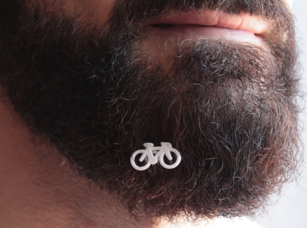 Bike for beard - front wearing in White Natural Versatile Plastic