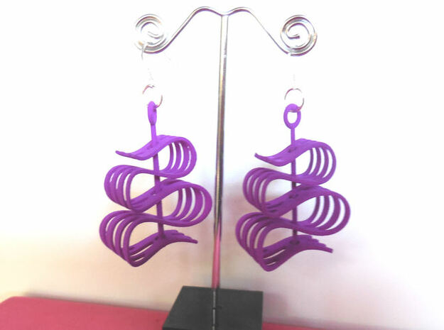 Ribbon -- Earrings that spin in Purple Processed Versatile Plastic