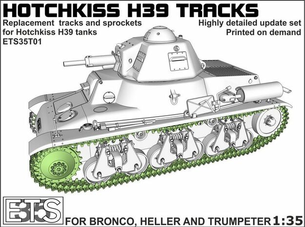 ETS35T01 Hotchkiss H39 Tracks and Sprockets [1:35] in Tan Fine Detail Plastic