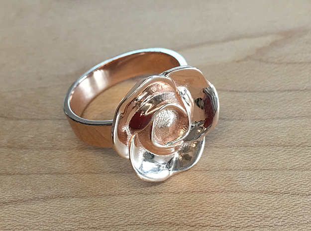 BlakOpal Rose Ring Size 8.5 in 14k Rose Gold Plated Brass