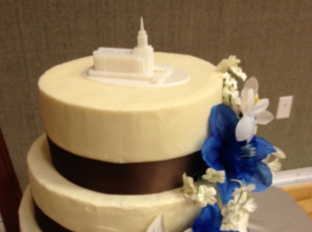 Wedding Topper, LDS Oquirrh Mountain, Utah Temple in White Processed Versatile Plastic