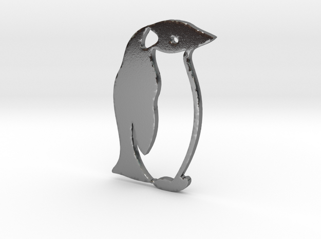 Penguin Outline Pendant in Polished Silver