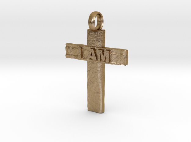 Cross I AM in Polished Gold Steel