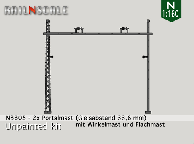 2x Portalmast (Oberleitung Epoche I - N 1:160) in Tan Fine Detail Plastic