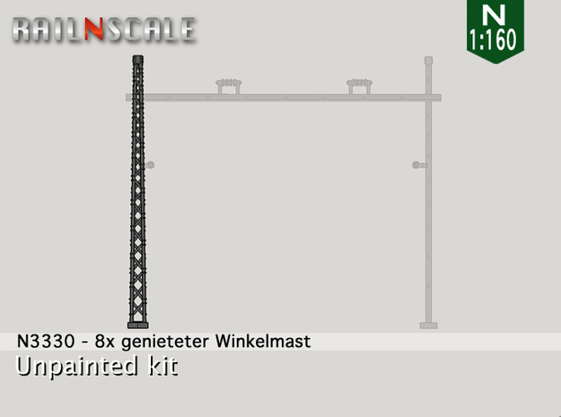 8x genieteter Winkelmast (Epoche I - N 1:160) in Tan Fine Detail Plastic