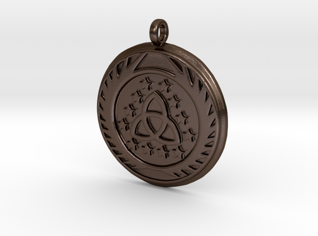 [The 100] (Small) Skaikru Symbol Pendant in Polished Bronze Steel