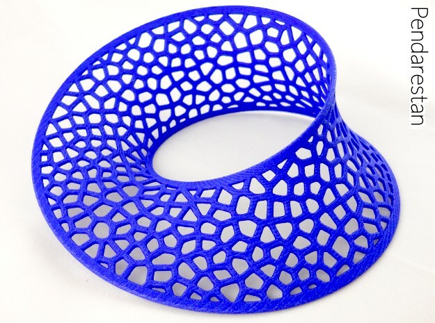 Mobius strip Voronoi (5½ in) in Blue Processed Versatile Plastic