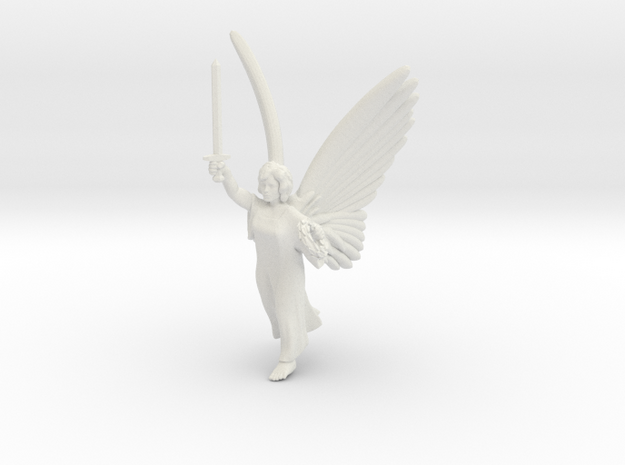 32mm Angel with sword in White Natural Versatile Plastic