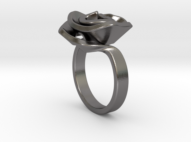 Rose ring in Polished Nickel Steel