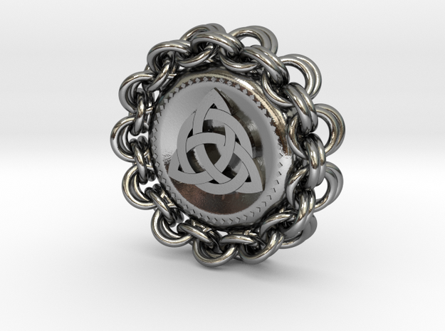 Celtic Chainmail Pendant in Polished Silver