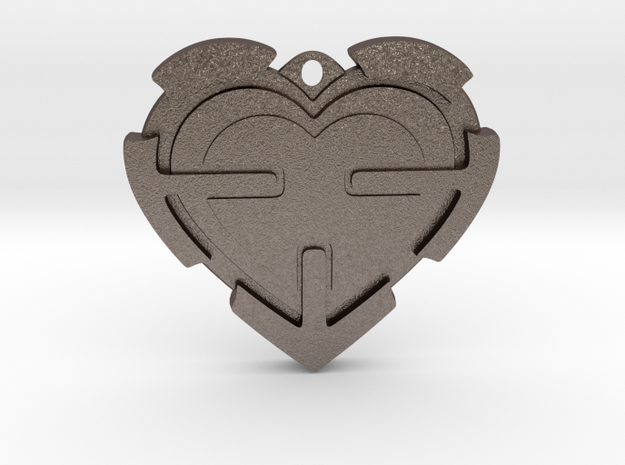 Heart Pendant  in Polished Bronzed Silver Steel