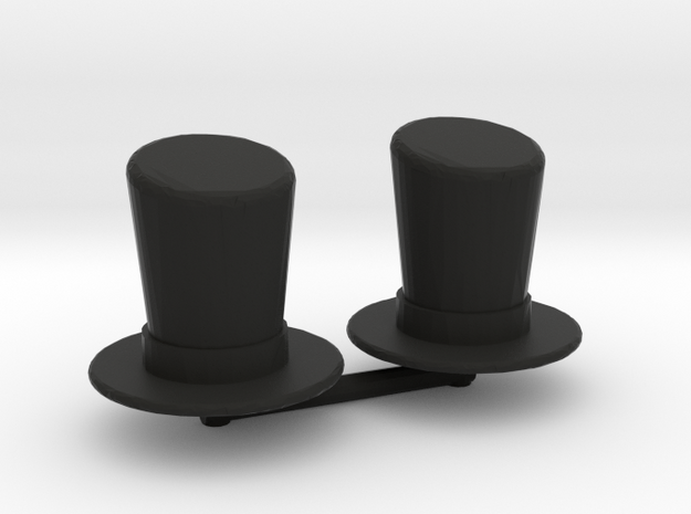 Top Hat Boardgame Counters (x2) in Black Natural Versatile Plastic
