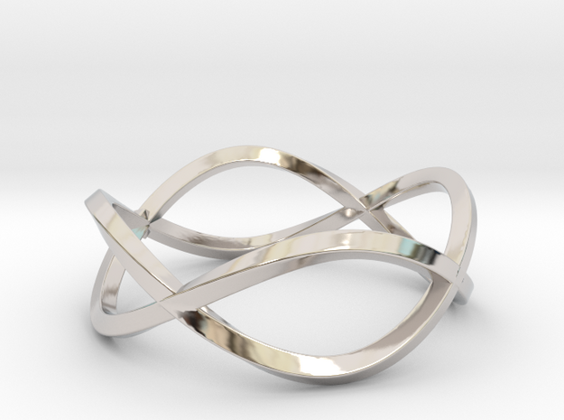 Size 10 Infinity Twist Ring in Rhodium Plated Brass