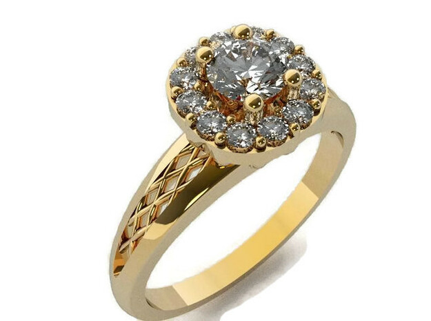 Cushion Halo Engagement Ring in 14K Yellow Gold