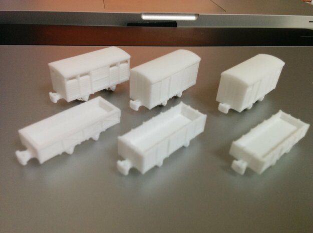 Six Freight cars (Nm/Nn3) in White Natural Versatile Plastic