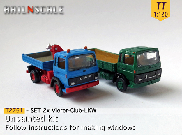 SET 2x Vierer-Club-LKW (TT 1:120) in Tan Fine Detail Plastic