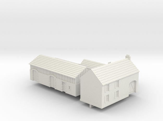 1:285 Two farm houses. in White Natural Versatile Plastic