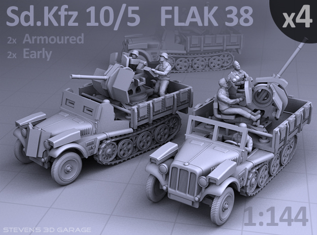 Sd.Kfz 10/5  FLAK 38  (4 pack) in Smooth Fine Detail Plastic