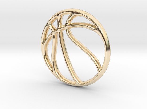 Basketball Pendant/Charm - 16mm in 14K Yellow Gold